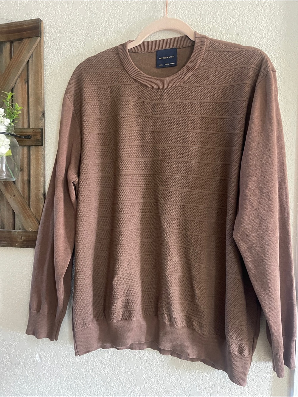 Stitches Men's Crewneck Sweater - Brown